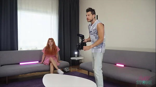 Porn actress by Mistake! She just came to see how we shoot with her boyfriend and ended full of cum!!