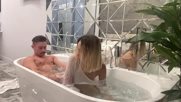 A toilet bitch swallows and impales her mini ass on a big dick