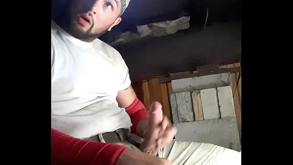 Huge cumshot long fat dick at work