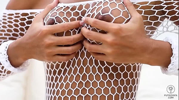 Putri Cinta spread her legs wide and shows her wet pussy over the camera