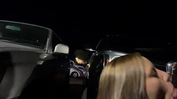 Risky Wife Sucks Cock in Bar/Parking Lot and Cum Walk
