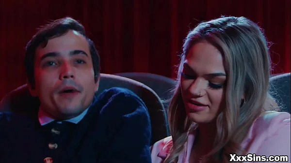 Older couple Syren DeMer and Dick Chibbles Athena disturbed by a teenager couple Athena Faris and Ricky Spanish having sex in cinema!