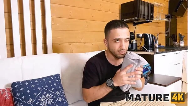 MATURE4K. Relax in the sauna makes mature in the mood for sex with stranger