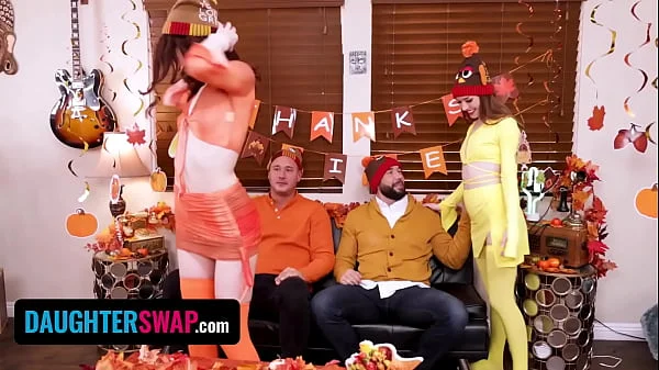 DaughterSwap - Horny StepDaughters Have a Crazy Orgy With Their Step-Dads on Thanksgiving