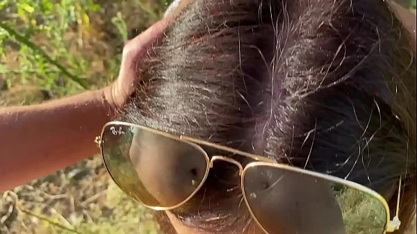 MILF blowjob girl Alina Tumanova sucks on the highway with passing cars