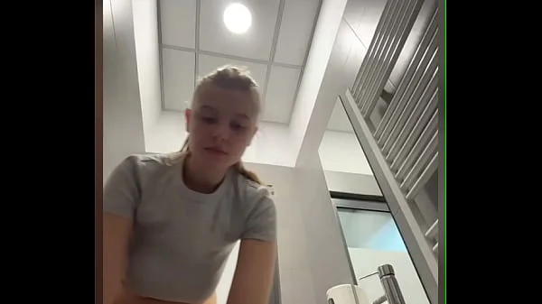 Creampie pussy. Squirting in public and fingering